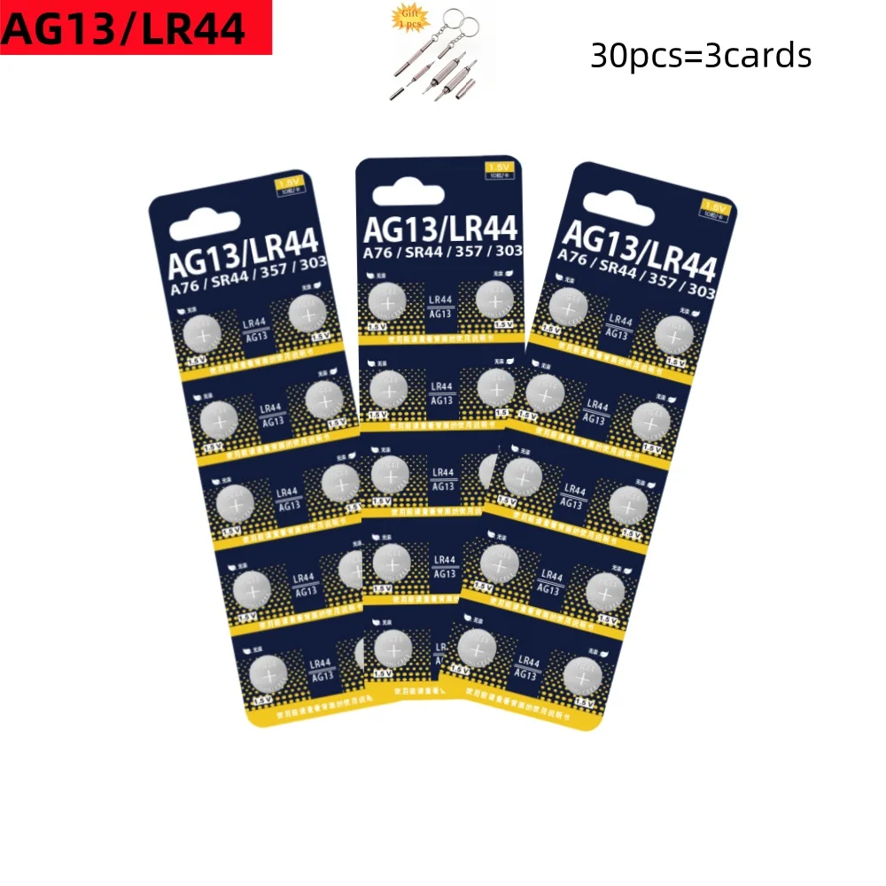 

30PCS LR44 AG13 Button Cell Battery 1.5V 357 SR44 LR1154 Button Coin SR1154 SP76 Batteries for Watch Toys Remote
