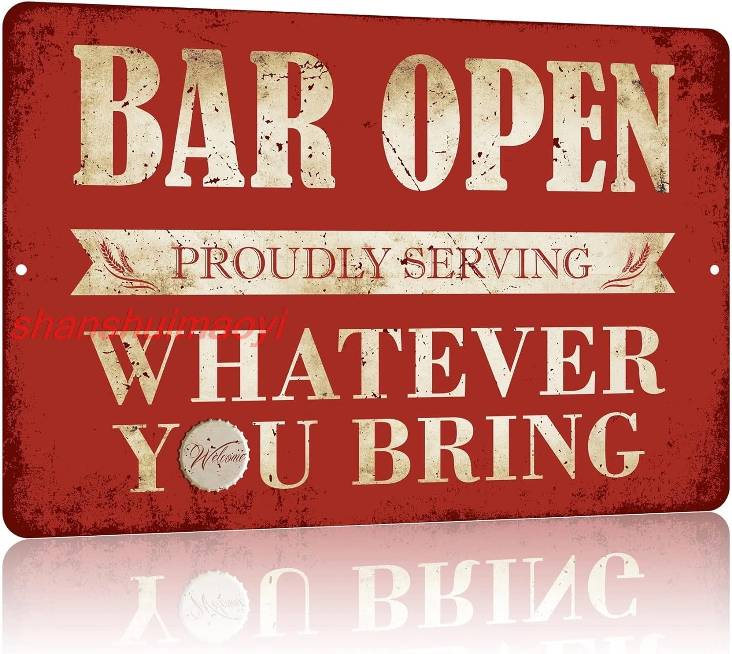 shan Bar Sign Decor Funny Bar Open Metal Signs for Home Bar Man Cave Decor Gifts - 8 X 12 Inches Indoor & Outdoor - Proud 1pc