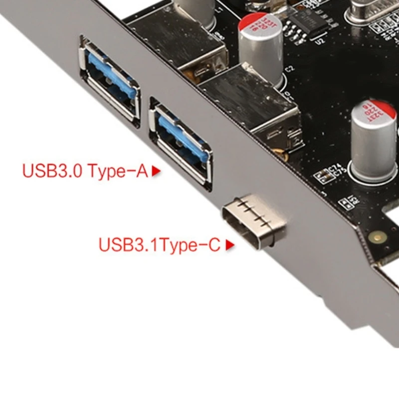 Y1UB Pcie To Usb3.1 TypeC Expansion Card Usb3.0 TypeA Adapter Card 2Power Port for Desktop Computer Adapter