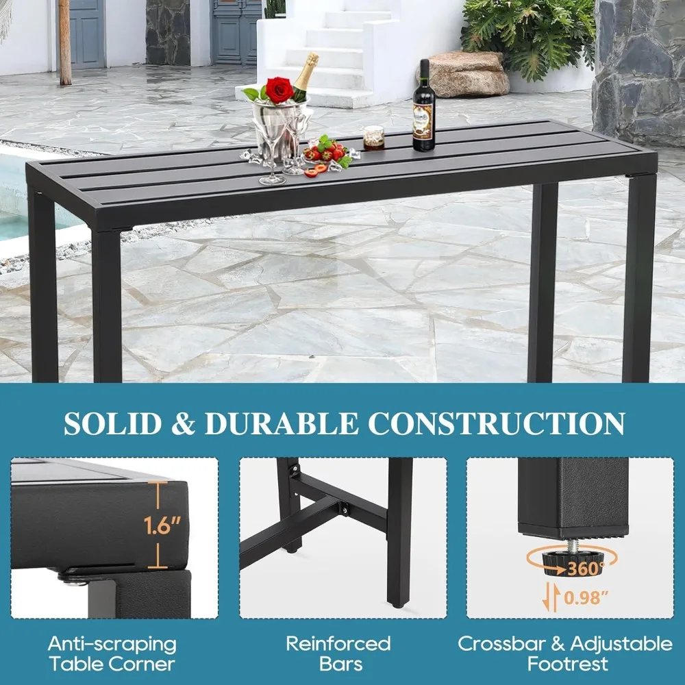 Bartafel voor buiten, pubhoogtetisch met terrasconsole en gepoedercoat stalen frame, weerbestendig waterdicht blad voor bubbelbad,