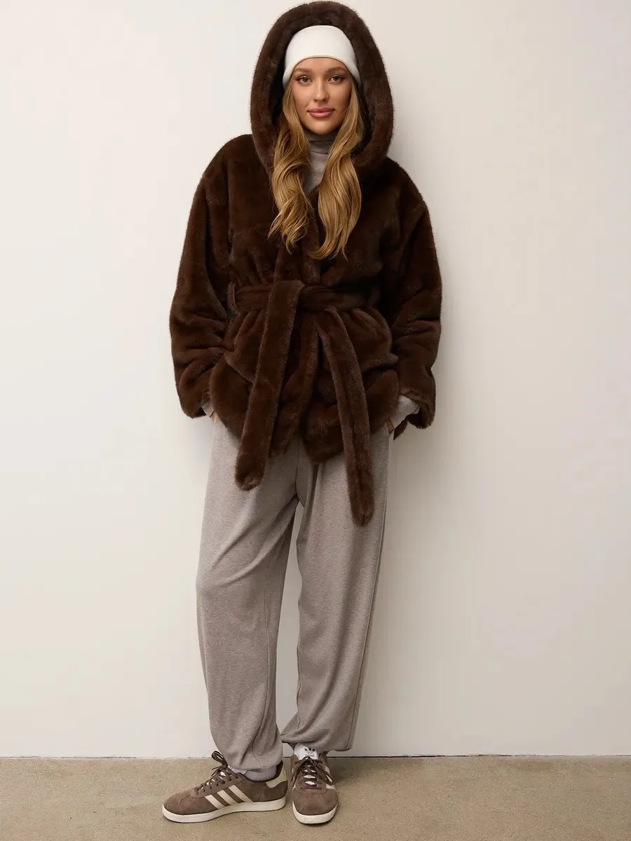 HDHOHR 2026 Winter Thick Warm Fashion Faux Mink Fur Coat Women  Luxury High Quality Elegant Chic Fluffy  Fur Jacket Cloths