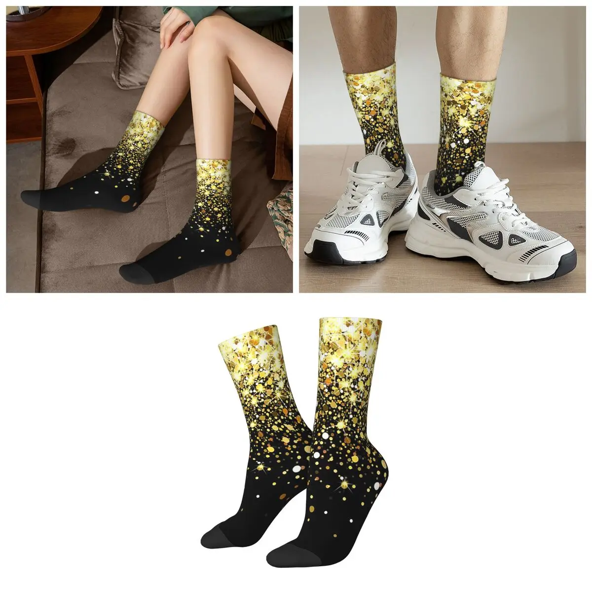 Gradient Glitter Socks Harajuku Sweat Absorbing Stockings All Season Long Socks for Unisex Valentine's Day Gifts