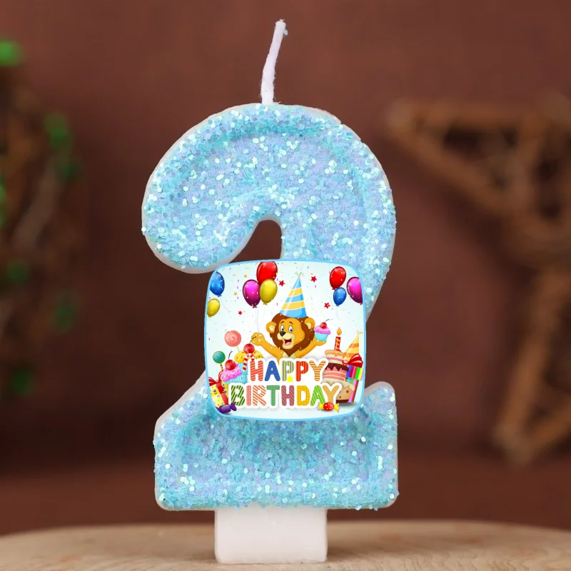 Happy Birthday Cake Topper Decorated Digital Lion Animal Candle Children's Delicate 0-9 Number Candle Party Decor Gift Boy Girl - view 3