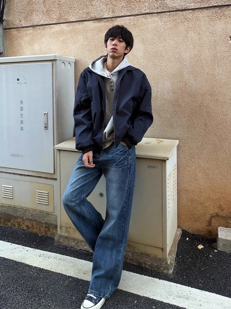 

Мужское пальто-бомбер Cleanfit ort MA Flight Jaet, чернильно-синее украшение на молнии, осенняя одежда из полиэфирного волокна Thiened