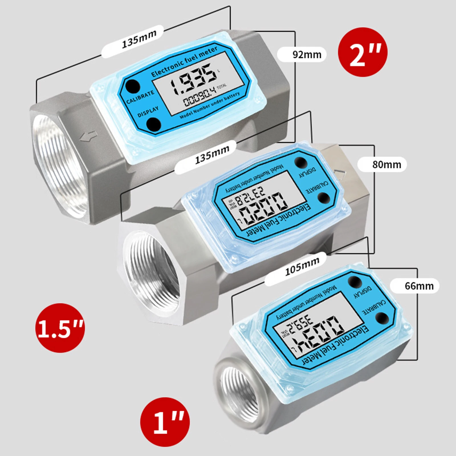 Electronic Turbine Flow Meter Adjustable Portable High Accuracy Tools Fuel Digital Display Measuring Easy Operate LCD