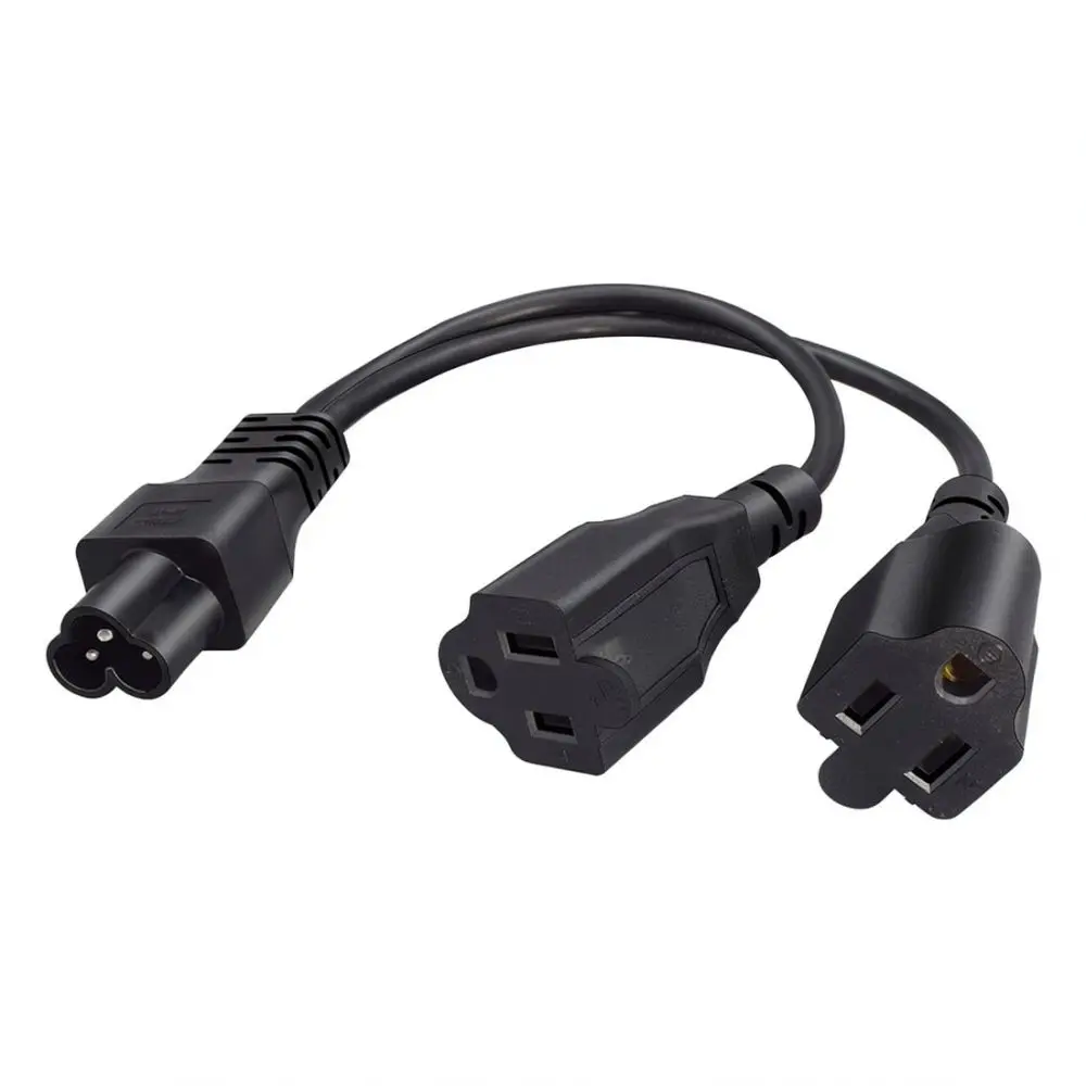 Power Cord Splitter IEC320 C6 Male To Dual Nema 5 15R Female Adapter Cable For Desktop Computer Equipment Home Office