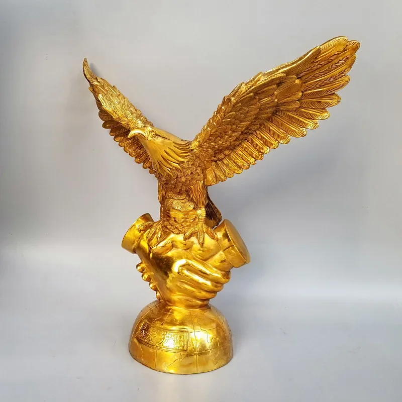 GOLD Arabia Eagle Falcon Hawk Brass Statue-HOME Office Company Efficacious Mascot Huge TOP ART Success Auspicious 51CM