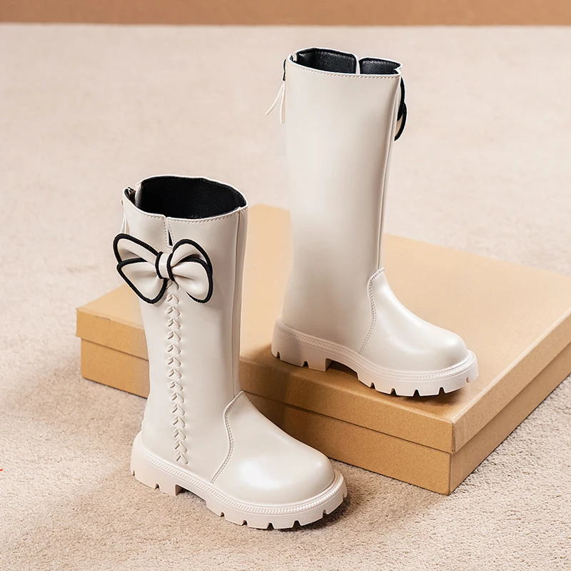 

Girls Thigh-high Boots Child Princess Fashion Boots Padded Thickened Girls Leather Boots 3-18 Years Old Soft Kids Knight Boots