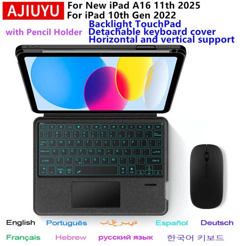 Imagen 1 del producto Funda con teclado mágico para iPad A16, 11 pulgadas, 2025, iPad 11. °, funda con soporte para nuevo iPad 11. a 10 a generación, A3354 A3355 A3356