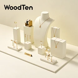 WoodTen New Beige Jewelry Display Props for High End Ring Earrings Necklace Portraits Counter Jewelry Display Stand Jewelry Rack