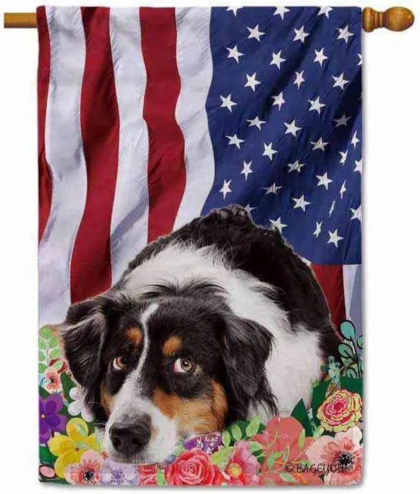 

Американский флаг BAGEYOU с надписью «My Love Dog», овчарье Aussie 4 июля, патриотический декоративный домик, флаг для улицы, красочные цветы S