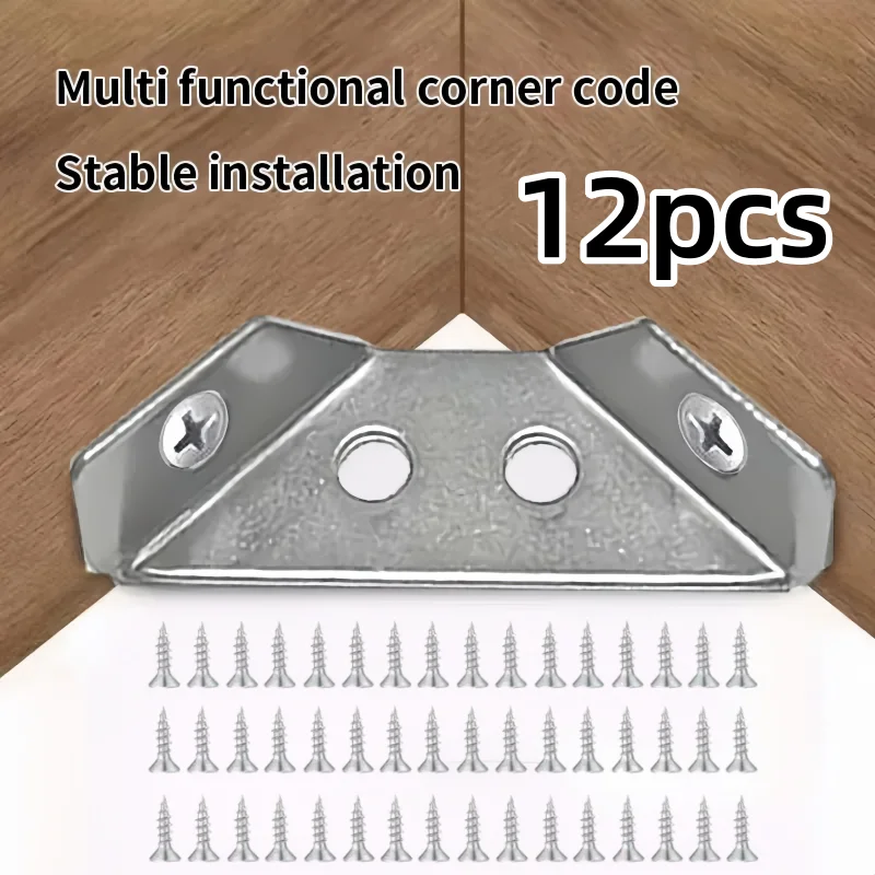 12pcs multifunctional corner brackets with screws, hardware accessories, suitable for cabinets and shelves, home and office use