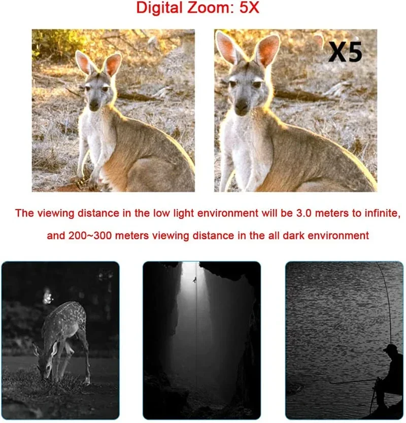 Rechargeable Night Vision Binoculars Infrared Camera HD 5X Digital Zoom Telescope Goggles for Outdoor Hunting Camping Travel