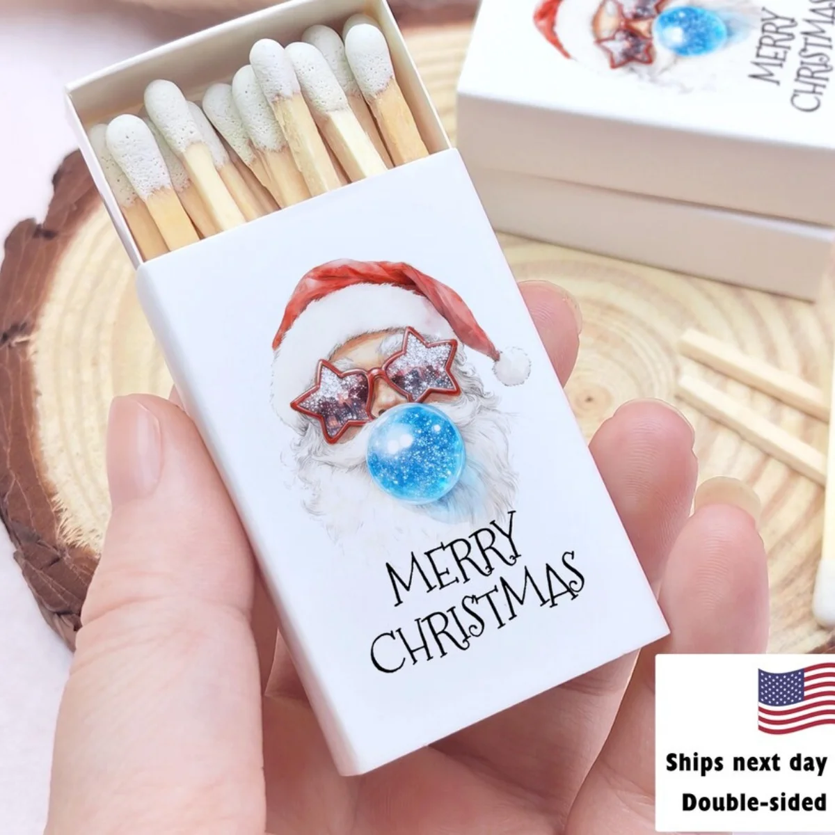 Fun Santa Christmas Matchbox with Sunglasses & Bubble Gum Design, Merry Christmas Holiday Gifts, Festive Party Decor & Accessori