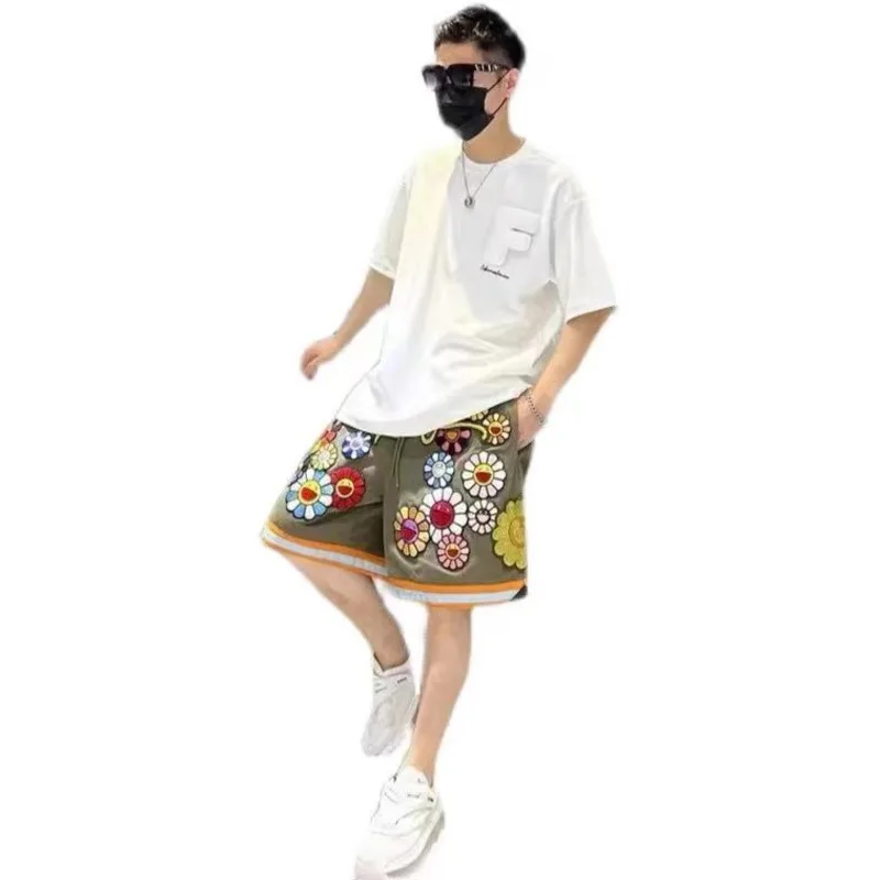 Pantalon à fleurs universel pour hommes et femmes, pantalons de survêtement rétro décontractés, shorts multicolores, doux et confortables, surintendant respirant, meilleure qualité, Y2K