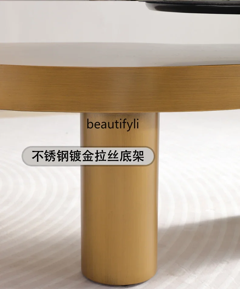 V Natural Luxury Stone Endtable Designer Model Special-Shaped Marble round Coffee Table Combination Light Luxury
