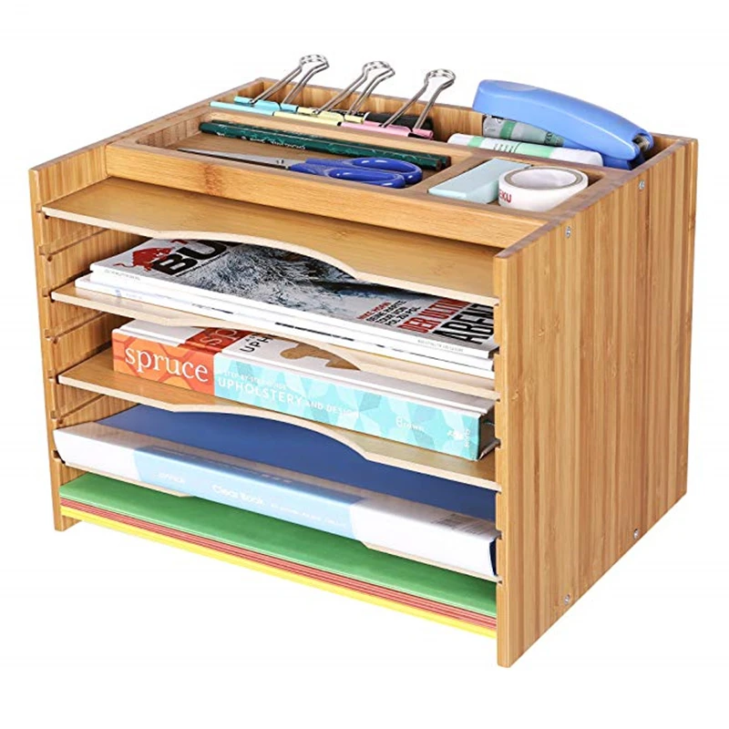 

File cabinet desktop storage rack solid wood nanzhu file storage box partition layering shelf shelves multilayer shelf