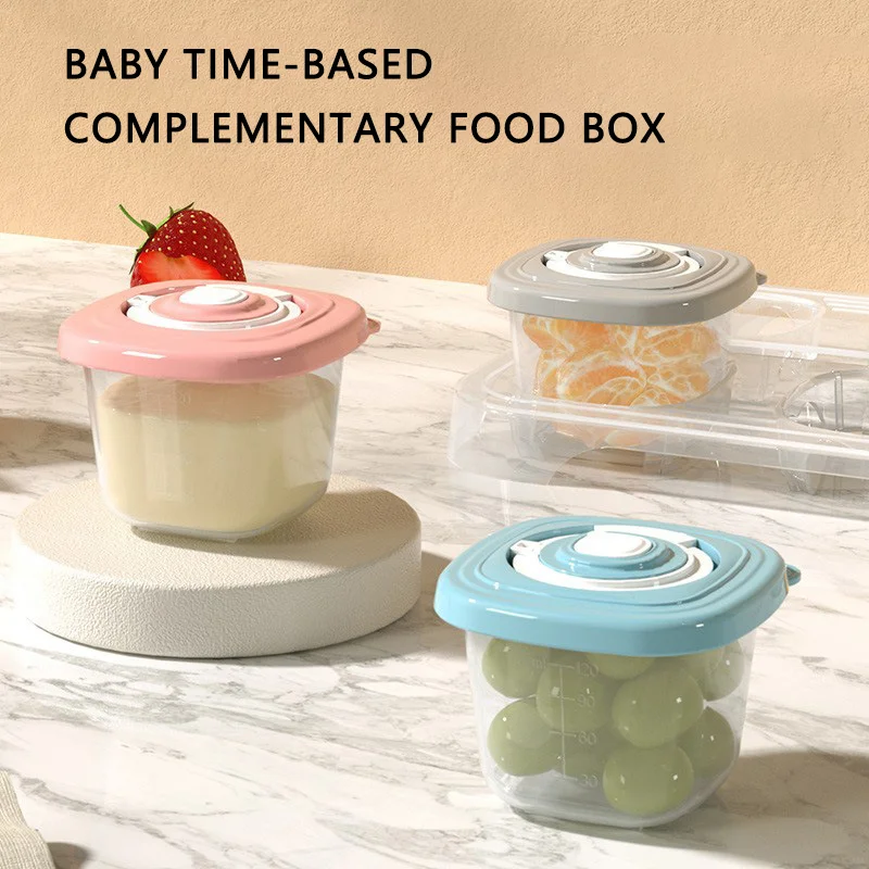 

4 Pcs Portable Baby Food Storage Container with Timer - Airtight Snack Box for Infants, Microwave & Freezer Safe, Freshness-Keep