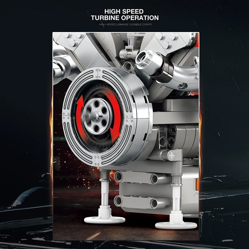 High-quality Reobrix 33015 Technical Metallic Engine Electric Rotating Puzzle Building Block Bricks DIY Toys Chrismas Gifts Kids