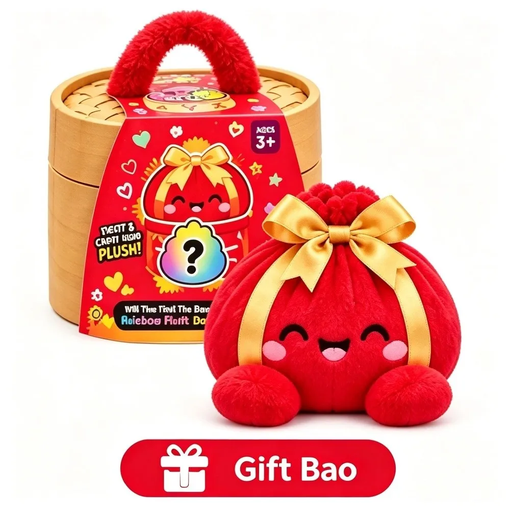 Soft Plush Stuffed Dumpling Squishies Stress Relief Fidget Giant Christmas Dumpling Pillow with Steamer Stuffed Steamed Bun Toy