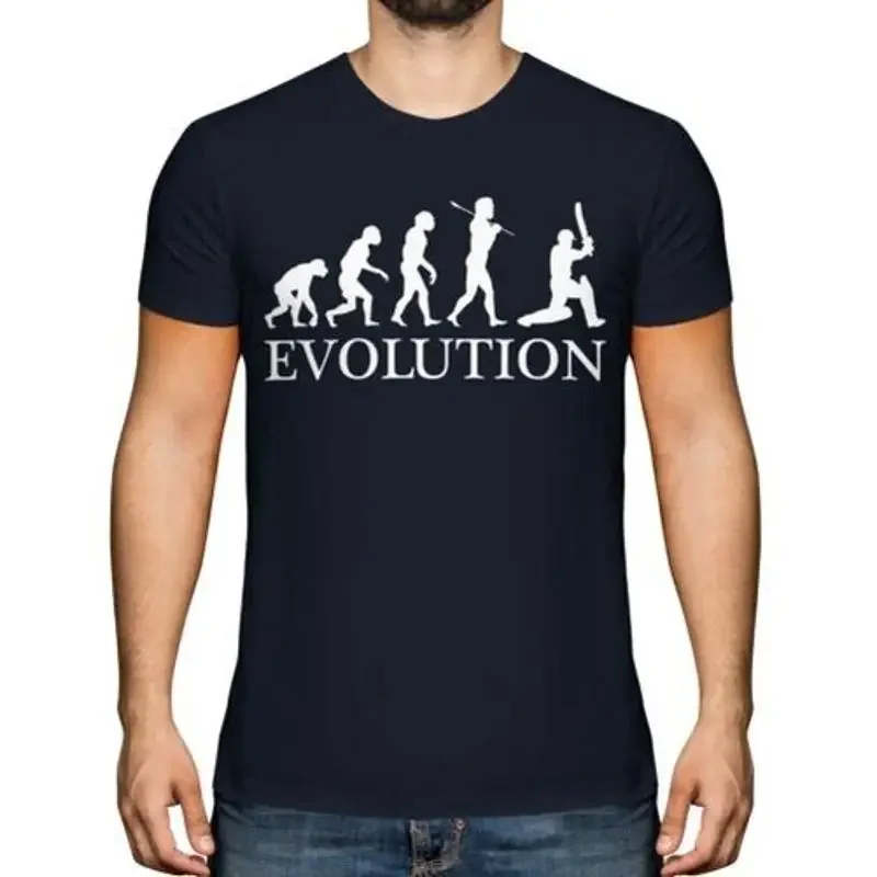 Kricketspieler Evolution Of Man Herren T-Shirt Kricket Schläger