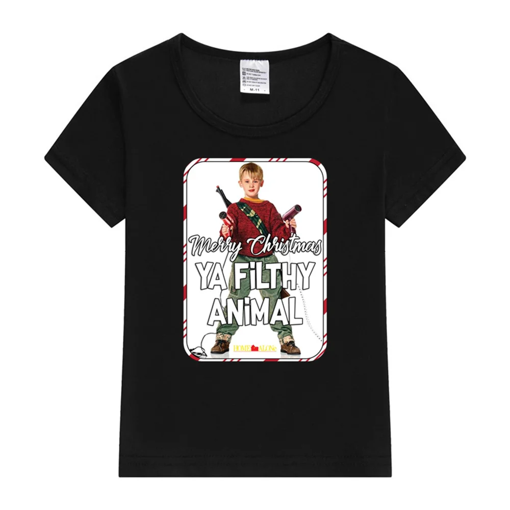 

Merry Christmas Ya Filthy Animal Kids T-Shirt Black Children T-Shirt Tee Shirts Cartoons Kawaii Kid Casual Girl Boy Harajuku