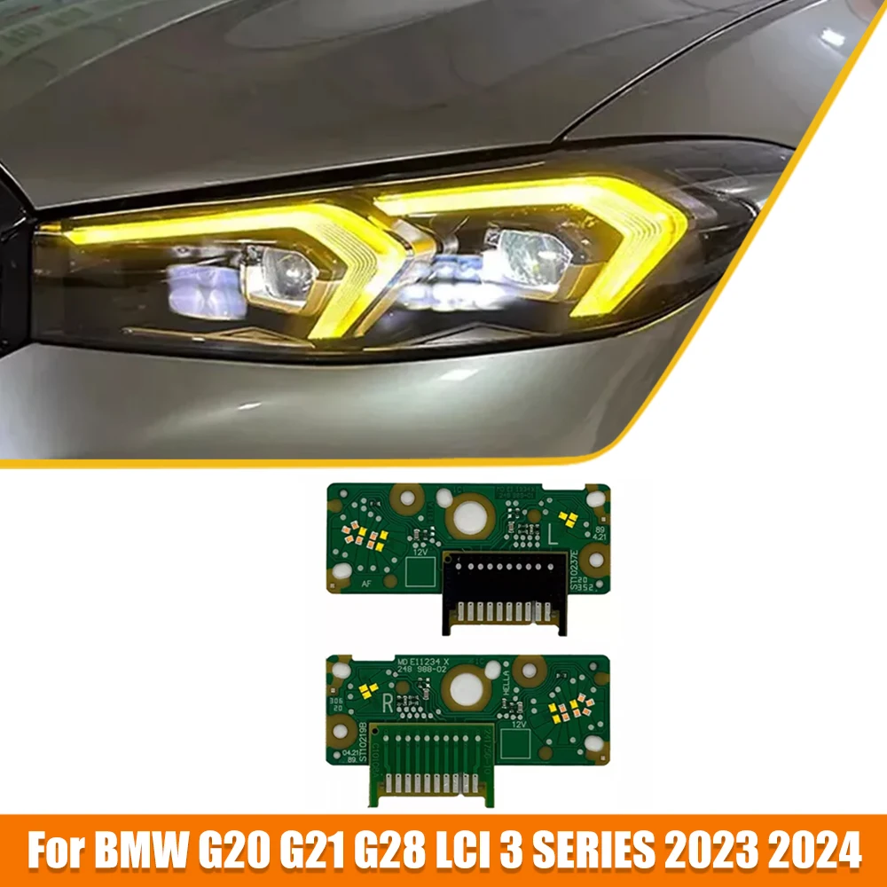 Желтые лимонные светодиодные панели DRL для BMW G20 G21 LCI 320iX 330iX M340iX 2023 2024, фары дневного света