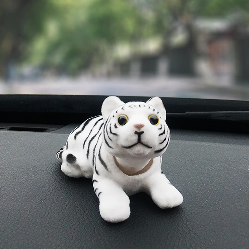 Car Ornament Nodding Tiger Doll Automotive Interior Dashboard Decoration Shaking Head Bobblehead Toys Cute Car Accessories Gifts