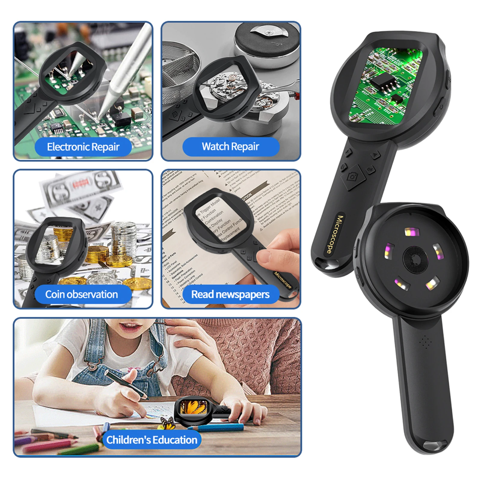 

Digital Microscope 2.8 Inch IPS Screen Portable Magnifying Glass Collector Pocket Jewelers Loupe for Coin and Jewelry Collectors