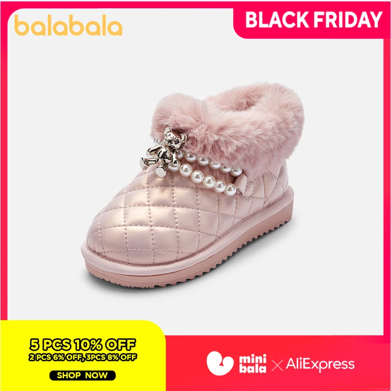 

Balabala Kids Snow Boots Girls Fashionable and Warm Short Boots with Thickened Fleece and Cotton 2024 New Winter Boots