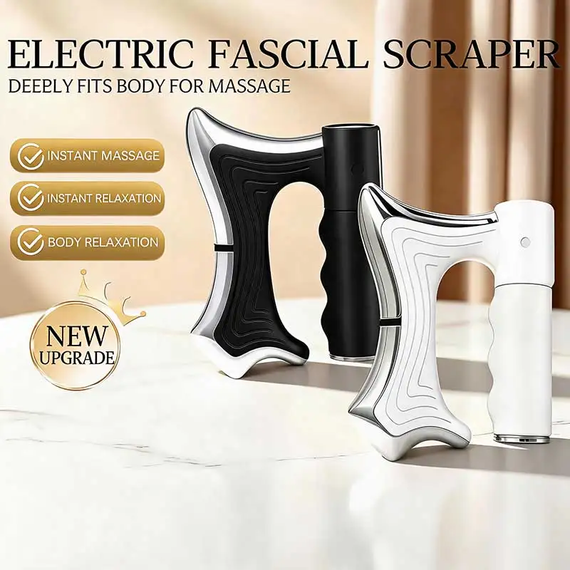 Electric Fascia Massager body Muscle Scraper ​High vibration massage warm ​mode Microcurrent Relax Lifting Blade fatigue relief