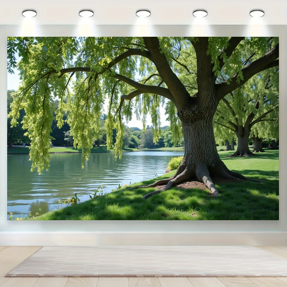 Serene Lake Tree Nature Scenic Wall Tapestry for Living Room Bedroom Decor Peaceful Landscape Art Hanging Blanket HomeDecoration