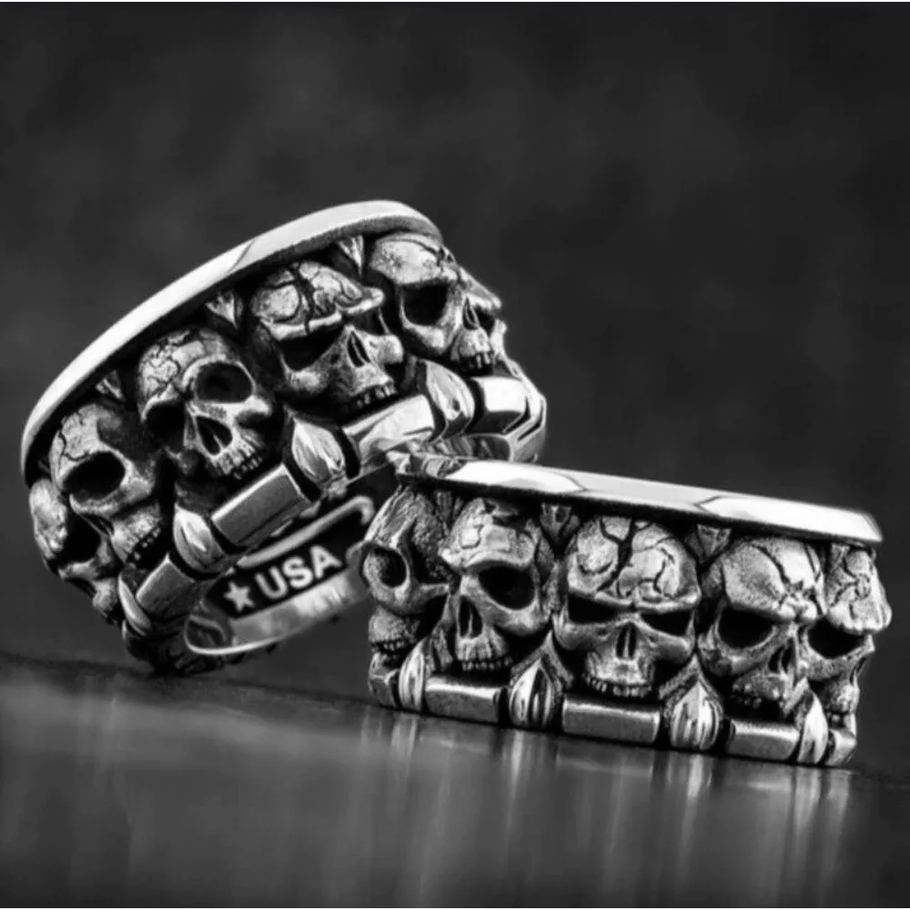 New Retro Fashion Trend Punk Metal Bully Skull Ring anello da dito da uomo e da donna Cool Street nicchia Birthday Party SimpleJewelry