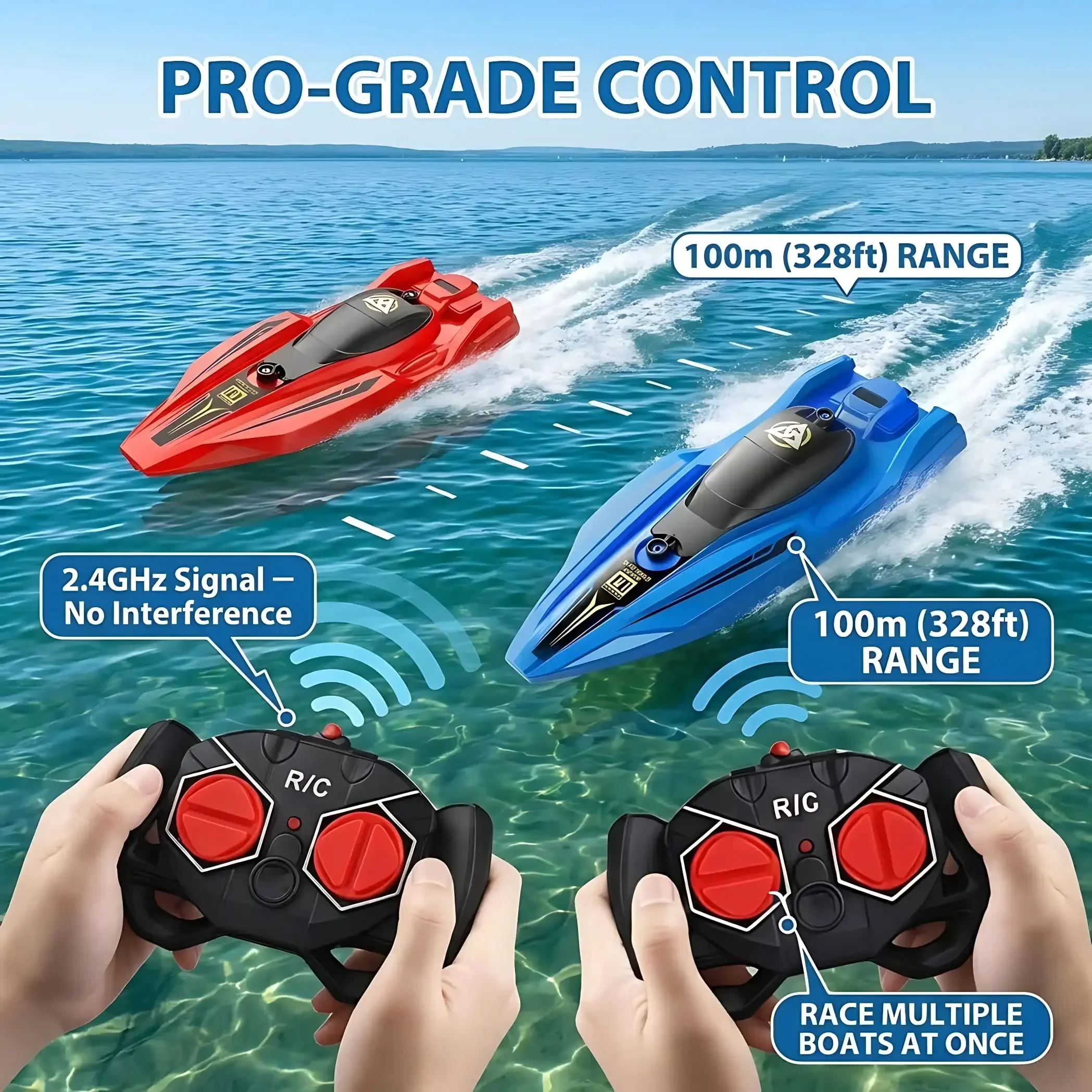 

Remote Control Boat 2.4GHz 5 Speed Waterproof Radio Control Boat Remote Control Speedboat PVC Boat Toy Kids Gift