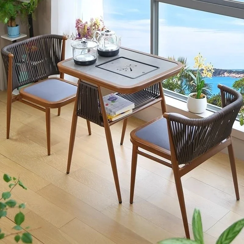 

Balcony table and chair combination Small apartment rattan chair Simple casual table and chair Mini small tea table