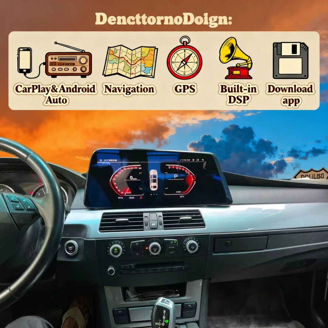 

12.3" Blade Screen CarPlay Car Radio 5Series E60 E61 E63 E64 3Series E90 E91 E92 E93 2007-2011 Android15 Stereo GPS Multimedia D