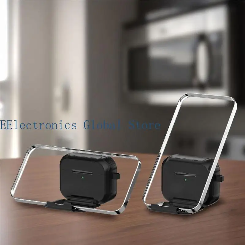 462B Stylish Earbud Case With Integrated Stand And Mirror For Earphones Scratch Resistant Sleeve Shell
