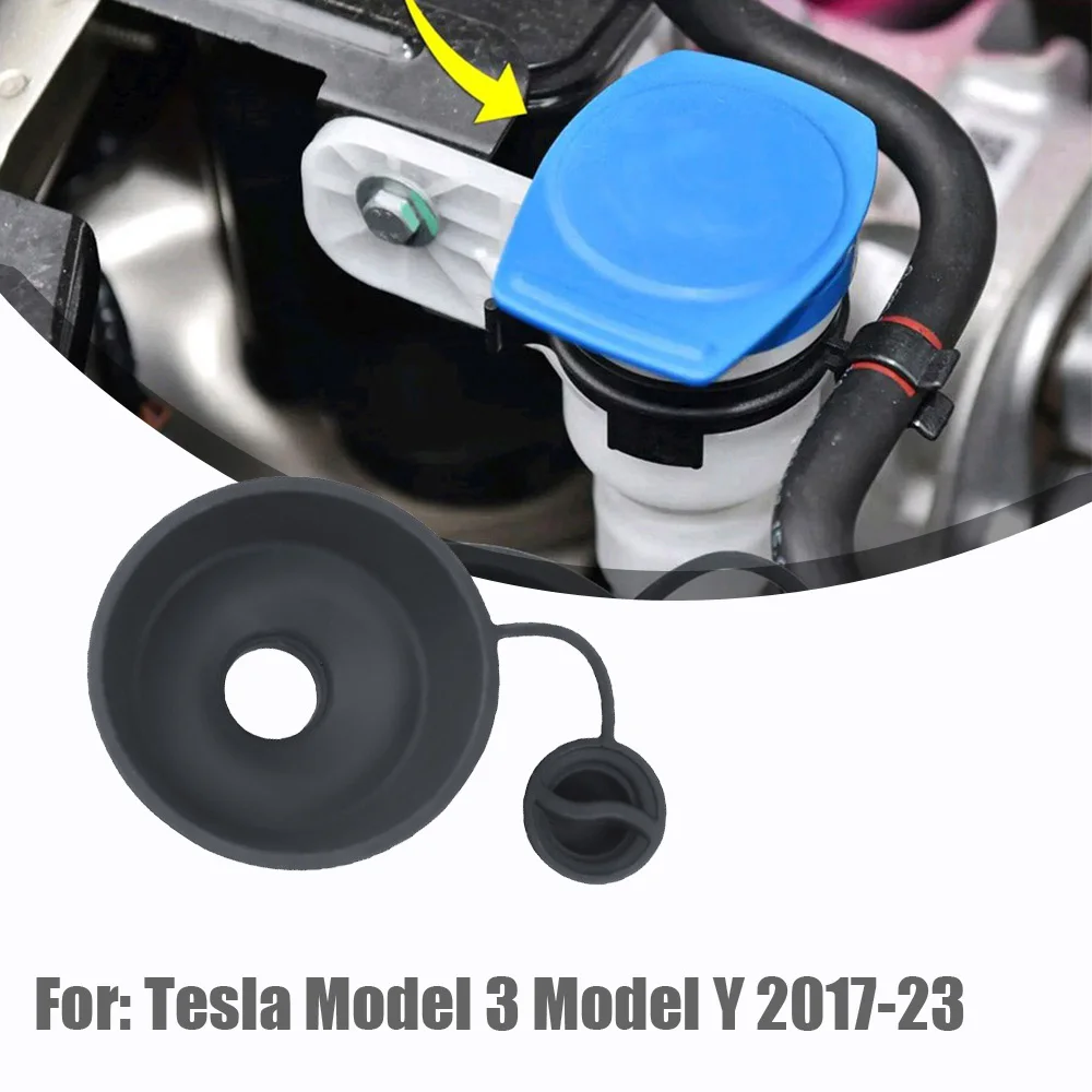 

1pc Auto Accessories Car Trim Glass Cleaning Fluid Filling Port Auxiliary Funnel Black Rubber for Tesla Model 3 Model Y 2017-23