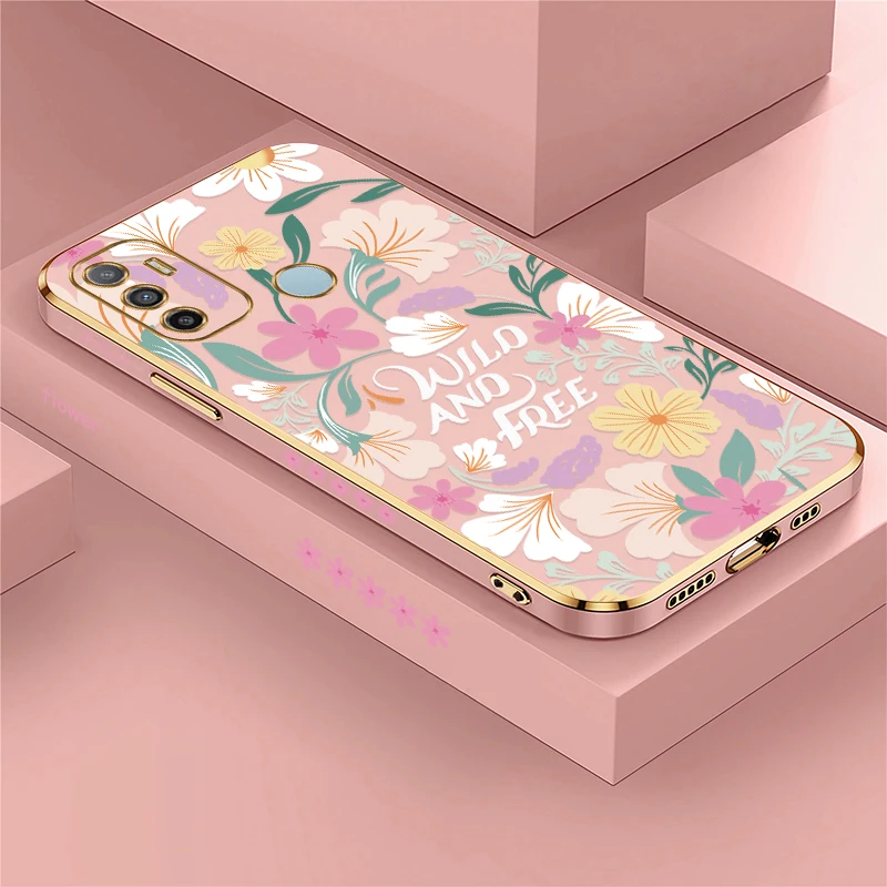 Phone Case For infinix Tecno Camon 18 20 Pro 30 Premier 19 Neo 16 S 15 Air Soft Silicone Plating Shockproof Flower Print Cover