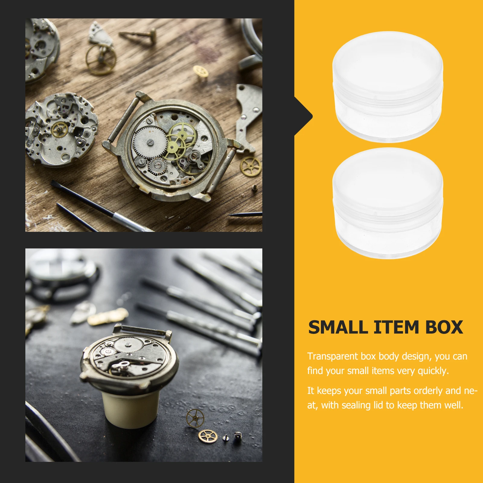 

10pcs Watch Repair Tool Box Sealing Lid Transparent Plastic Storage Box for Small Items Earrings Watch Parts Organizer Durable