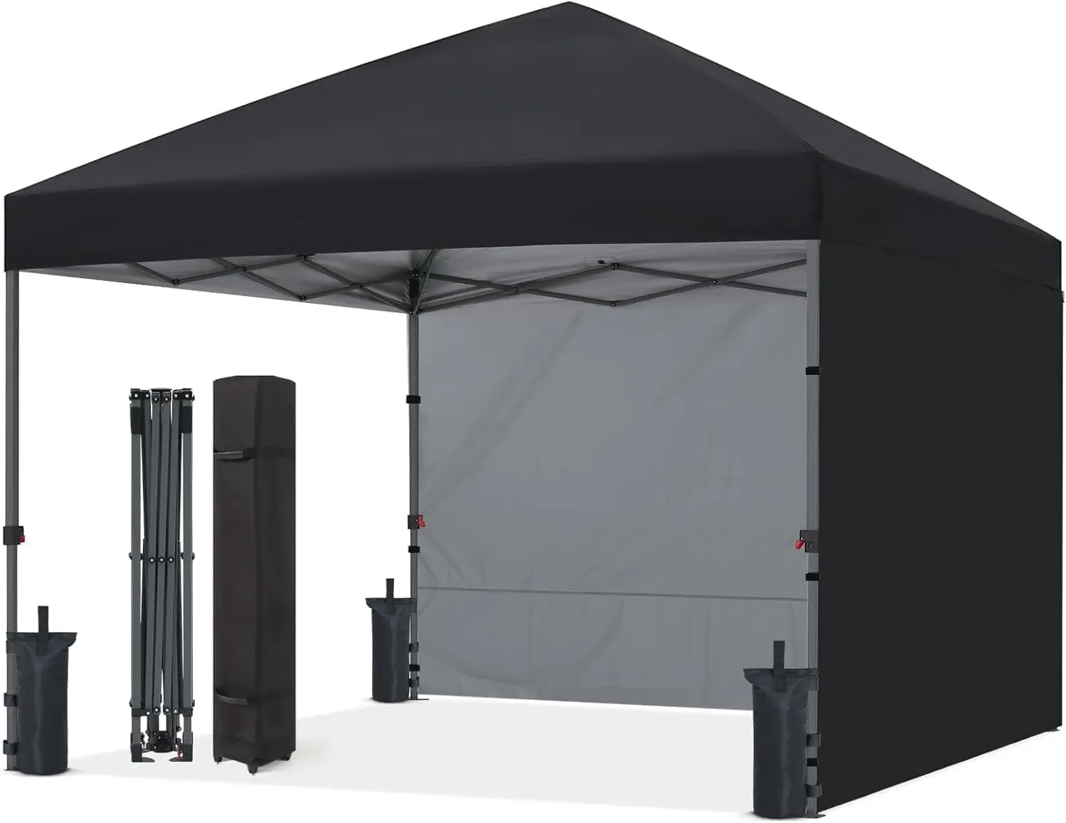 10x10 Pop Up Canopy Tent, 2 Sidewalls, All-Weather Shade, Black, Customized