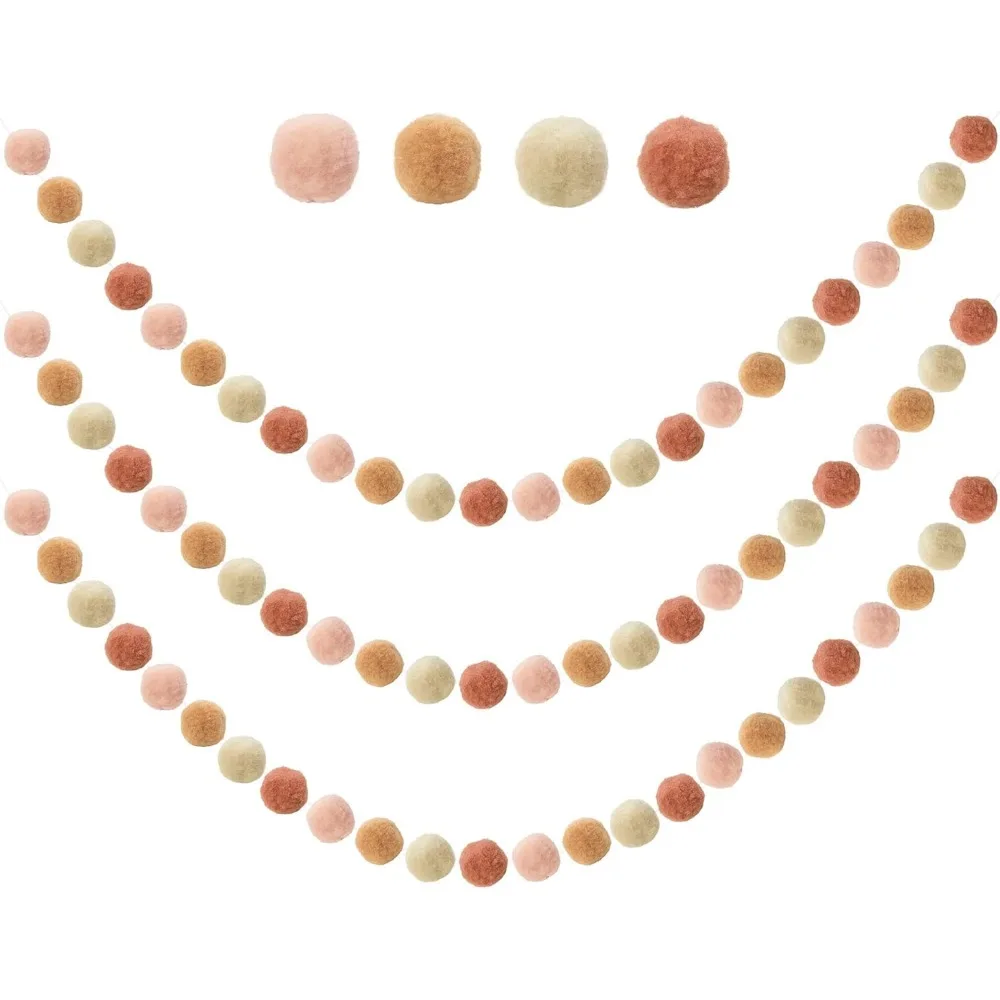 Felt Ball Garland - 9.8 Feet 36 Balls 4 Pastel Colors Pom Pom Decorations for Nursery and Celebrations
