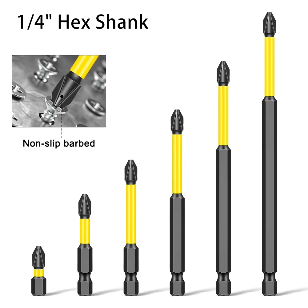 S2 Super Hard Cross Screwdriver Bit Tools 1/4 Hex Shank Anti Slip Impact Resistant Strong Magnetic For Electric Drill