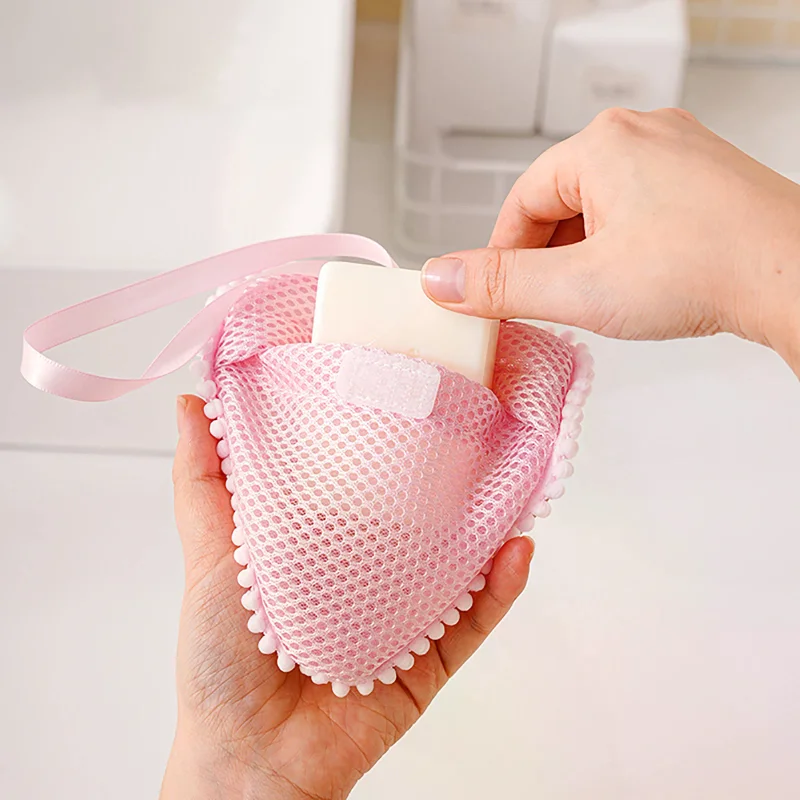

Soap Mesh Pouch With Lanyard Fast Foaming Shower Travel Holder Net Bath Flower Scrubbing Bathroom Accessories