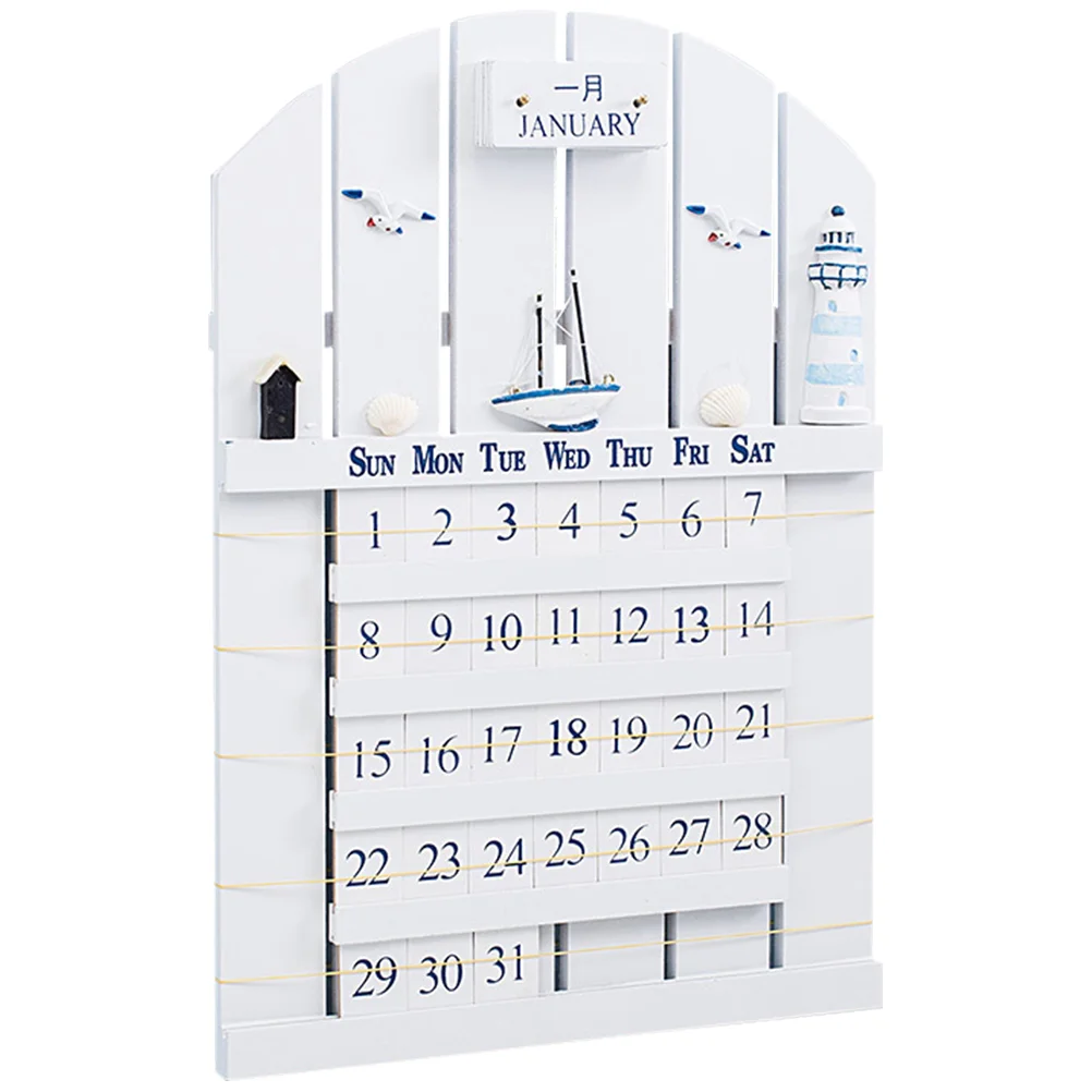 

Wall Calendar Date Reminder Perpetual Wooden Mediterranean Style Household Adornment Creative Calendars