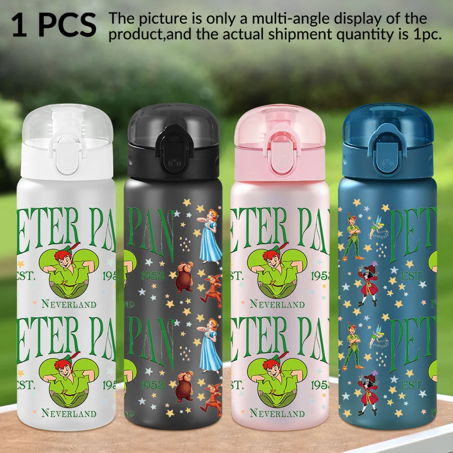 Botella de agua de plástico Disney, Peter Pan, Star, 26oz, taza de agua deportiva con cuerda elevadora, regalo de cumpleaños/retorno a la escuela, 1 ud.