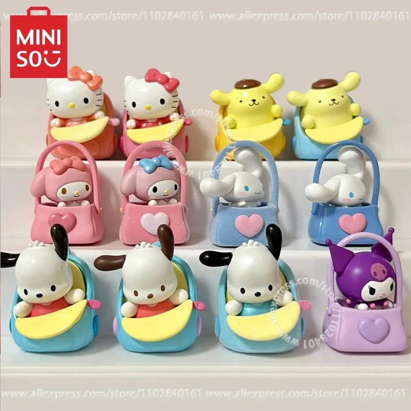 MINISO Blind Box Sanrio Heartbeat Conspicuous Bag Series Cute Bean Mini Collection Doll Animation Toy Children Birthday Gift