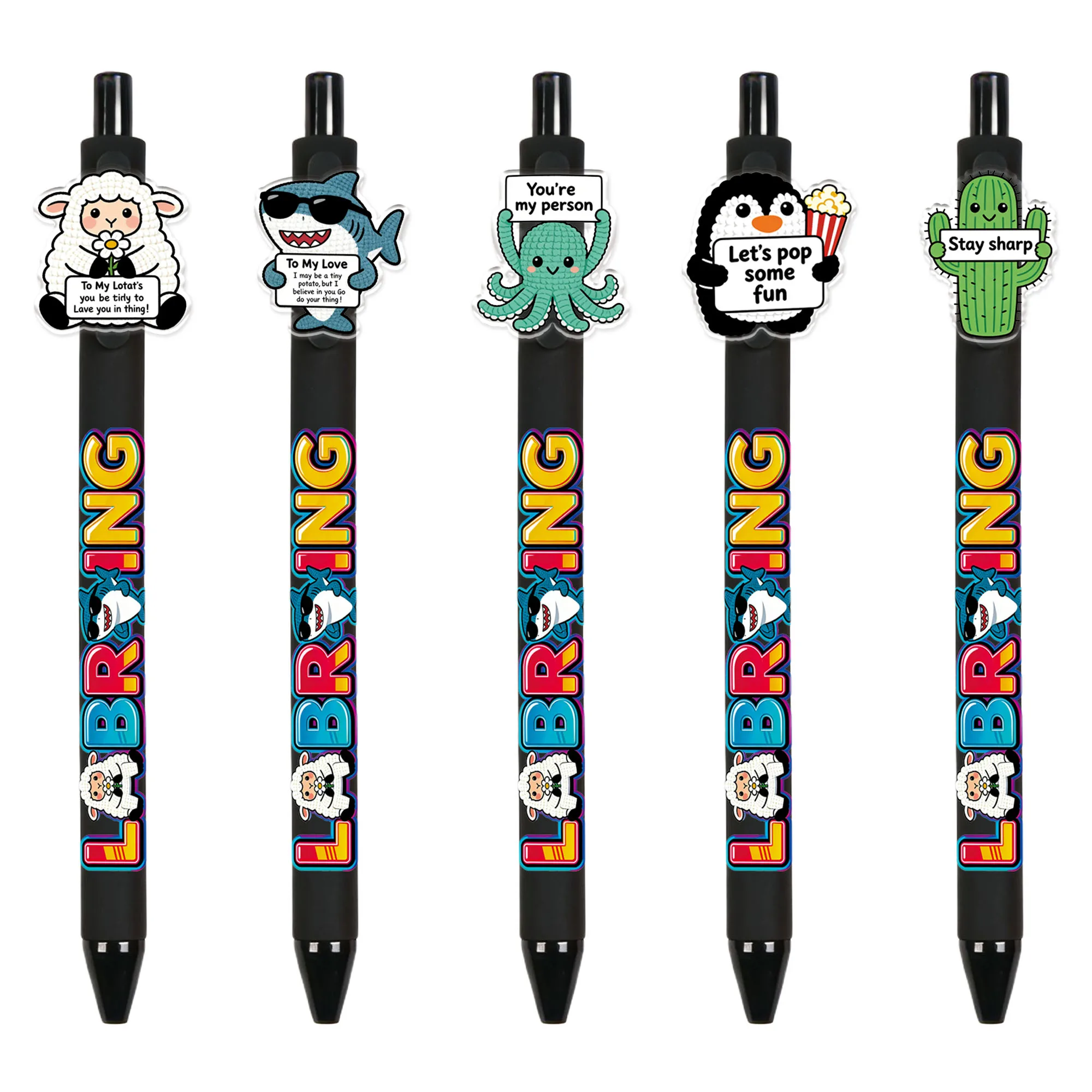 

5 или 10 простых и стильных шариковых ручек в форме животных. Ручки для письма с вдохновляющими фразами о позитивной энергии.