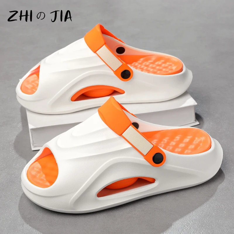 

Summer Outdoor Beach Shoes Popular Sports Shock Absorbent Trendy Slippers Men's Fashion Thick Bottom Sandals Home Slippers