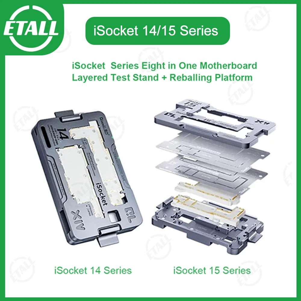 

QIANLI iSocket 8 in 1 Motherboard Layered Test Stand for 14 15 Plus Pro PM Logic Board Function Detection Reballing Platform